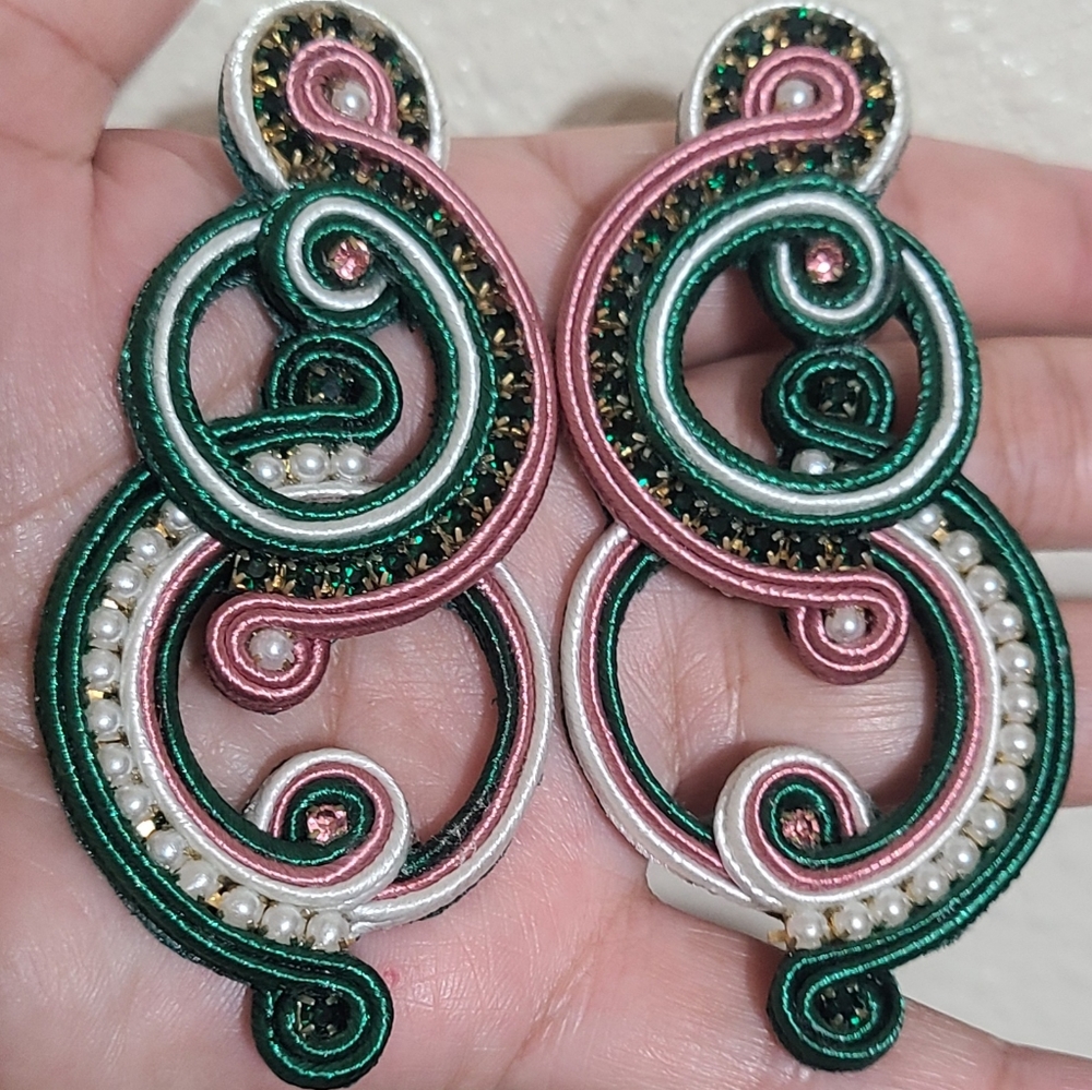 Earrings made with soutache technique